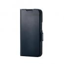 ELECOM PM-A25SPLFY3NV iPhone 16e/レザーケース/手帳型/耐衝撃/磁石付き/ステッチ/カード収納充実/ネイビー