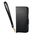 ELECOM PM-A25SPLFY4BK iPhone 16e/レザーケース/手帳型/耐衝撃/磁石付き/ステッチ/ハンドストラップ付/ブラック