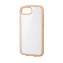 ELECOM PM-A25STSLFCBE iPhone 16e/ハイブリッドケース/TOUGH SLIM LITE/フレームカラー/背面クリア/ストラップシート付属/カフェオレ