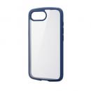 ELECOM PM-A25STSLFCNV iPhone 16e/ハイブリッドケース/TOUGH SLIM LITE/フレームカラー/背面クリア/ストラップシート付属/ネイビー