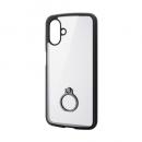 ELECOM PM-G253TSLFCRBK Galaxy A25 5G(SC-53F)/ハイブリッドケース/TOUGH SLIM LITE/フレームカラー/背面クリア/リング付き/ストラップシート付属/ブラック