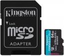 Kingston SDCG4/64GB 64GB microSDXC Canvas Go! Plus Gen4 200MB/s A2 U3 V30 Card + Adapter