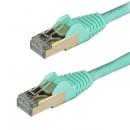 StarTech.com 6ASPAT150CMAQ カテゴリー6aLANケーブル1.5mアクアツメ折れ防止RJ45コネクタ10ギガビット対応CAT6aケーブル