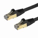 StarTech.com 6ASPAT3MBK カテゴリ6A対応LANケーブル(3m/ブラック)Cat6ASTP(シールドツイストペア)ケーブルツメ折れ防止カバー付き