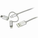 StarTech.com LTCUB1MGR iPhone/アイフォン/スマホ対応マルチ充電チャージングケーブル(1m)USB-A-Applelightning/USBType-C/USBMicro-BUSB2.0準拠