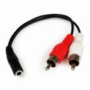 StarTech.com MUFMRCA 15cmステレオオーディオAUDIO変換ケーブル3.5mmミニジャック3極(メス)-2xRCA(オス)