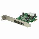 StarTech.com PEX1394B3 IEEE1394a1ポート/1394b2ポート増設PCIExpressカード9ピンFireWire800x2/6ピンFireWire400x1対応PCIeカード内部電源コネクタ搭載