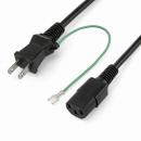 StarTech.com PXTJ1012M AC電源ケーブル2m片側アース端子付き2Pプラグ3P-2P電源コード2ピンオス(NEMA1-15準拠)-3ピンメス(IEC60320C13準拠)