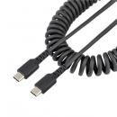 StarTech.com R2CCC-1M-USB-CABLE 高耐久USB-Cケーブル1mコイル(伸縮)型/アラミド繊維補強/オス-オス/USB2.0A-USBTypeCケーブル/タイプC充電カールコード