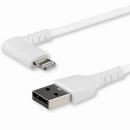 StarTech.com RUSBLTMM1MWR L型ライトニングケーブル1mホワイトAppleMFi認証iPhone充電ケーブル高耐久性Lightning-USBL字ケーブル