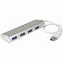 StarTech.com ST43004UA 4ポートポータブルUSB3.0ハブ(ケーブル内蔵)1xUSBA(オス)-4xUSB3.0A(メス)シルバー&ホワイト