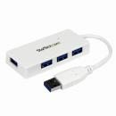 StarTech.com ST4300MINU3W 4ポートSuperSpeedUSB3.0ハブポータブルミニUSBHub1xUSBA(オス)-4xUSB3.0A(メス)ホワイト