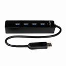 StarTech.com ST4300PBU3 4ポートSuperSpeedUSB3.0ハブポータブルミニUSBHub1xUSB3.0A(オス)-4xUSB3.0A(メス)接続ケーブル内蔵ブラック
