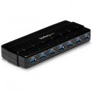 StarTech.com ST7300USB3B 7ポートUSB3.0ハブ卓上用ACアダプタとケーブル付属