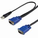 StarTech.com SVECONUS10 3mパソコン自動切換器専用ウルトラスリムKVMケーブル2in1USB/VGAKVMケーブル(ブラック)USBA/D-Sub15ピンーD-Sub15ピン