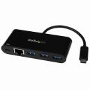 StarTech.com US1GC303APD USB-C接続ギガビット有線LANアダプタ3ポートUSB3.0ハブ搭載USB給電(PD)対応USBType-C(オス)-GbE(メス)+3xUSBType-A(メス)