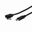 StarTech.com USB2CC1MR L型USB-Cケーブル1mUSBType-C(オス/ストレート)-USBType-C(オス/L型)逆差し可能USB2.0準拠