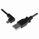 StarTech.com USBAUB2MLA 充電&同期用MicroUSBケーブル2mL型左向きUSBAオス-USBマイクロオス24AWG