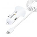 StarTech.com USBLT2PCARW2 シガーソケットカーチャージャー/コイル型/Lightningケーブル/1m/1xUSB-Aポート/12W/ホワイト