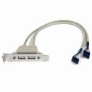 StarTech.com USBPLATELP マザーボードピンヘッダー接続USB2ポート増設変換アダプタケーブルPCケース用2xUSBA/メス-2xIDC(5ピン)/メス