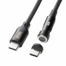 サンワサプライ KU-CCP60MG10BK USB2.0 Type-Cケーブル（マグネットコネクタ・540度回転・PD60W・1m）