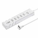 サンワサプライ TAP-B47UC-3W USB充電機能付きタップ スタンド付き（2P・5個口・3m・ホワイト）
