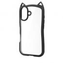 ELECOM PM-A25AFCCATBK iPhone 17/ハイブリッドケース/フレームカラー/CAT/メタルステッカー付/ナイトキャット