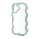 ELECOM PM-A25AFCWAVEGN iPhone 17/ハイブリッドケース/Grippy/フレームカラー/ウェーブ/メタルステッカー付/グリーン