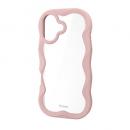 ELECOM PM-A25AFCWAVEPN iPhone 17/ハイブリッドケース/Grippy/フレームカラー/ウェーブ/メタルステッカー付/ピンク