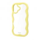 ELECOM PM-A25AFCWAVEYE iPhone 17/ハイブリッドケース/Grippy/フレームカラー/ウェーブ/メタルステッカー付/イエロー