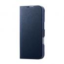 ELECOM PM-A25APLFUJNV iPhone 17/手帳型ケース/薄型/磁石付/フラワーズ/ネイビー