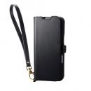 ELECOM PM-A25APLFY4BK iPhone 17/手帳型ケース/磁石付/耐衝撃/ハンドストラップ付/ブラック