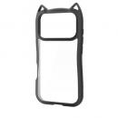 ELECOM PM-A25CFCCATBK iPhone 17 Pro/ハイブリッドケース/フレームカラー/CAT/メタルステッカー付/ナイトキャット