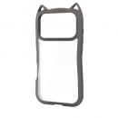 ELECOM PM-A25CFCCATCH iPhone 17 Pro/ハイブリッドケース/フレームカラー/CAT/メタルステッカー付/スモーキー