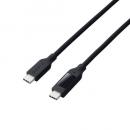 ELECOM MPA-CCW10BK USB Type-C to Type-Cケーブル/シリコン/電力ディスプレイ付/USB Power Delivery対応/最大240W/1.0m/ブラック