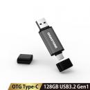 Gigastone GJU3-AC44GY-128GB-1pk-R USBメモリ 128GB 2in1 デュアル OTG フラッシュドライブ Z40 USB3.2 Gen1 Type-C & USB-A対応 高性能 耐久性 USB2.0 / USB3.0 / USB3.1 にも対応
