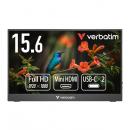Verbatim PMM15NV2 ポータブルモニター 15.6型/1920×1080/Mini HDMI、USB Type-C(DisplayPort Alt Mode)/ブラック/スピーカー：あり/アルミ筐体の高耐久 スタンドカバー付き