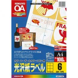 コクヨ LBP-G1906 カラーLBP&PPC用 光沢紙ラベル A4 6面 100枚