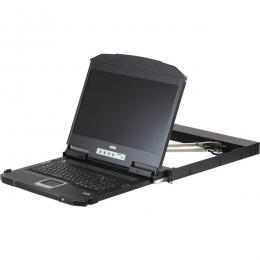 ATEN CL3800NWJJS USB HDMI DVI VGA デュアルスライド対応18.5インチ フルHD LCDコンソールドロワー/ショートレール