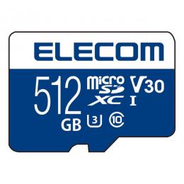 ELECOM MF-MS512GU13V3R microSDXCカード/データ復旧サービス付/ビデオスピードクラス対応/UHS-I U3・80MB/s・512GB