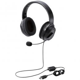 ELECOM HS-HP30UBK オーバーヘッドタイプヘッドセット/両耳/USB/40mmドライバ/ブラック