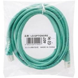 ELECOM LD-GPT/GN3/RS RoHS指令準拠LANケーブル/CAT6/爪折れ防止/3m/グリーン/簡易パッケージ仕様