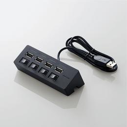 ELECOM U2H-TZS428SBK USB HUB2.0/機能主義/個別スイッチ付/セルフパワー/4ポート/100cm/ブラック