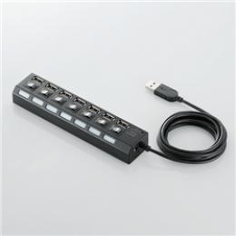 ELECOM U2H-TZS720SBK USBHUB2.0/個別スイッチ付/セルフパワー/7ポート/2m/ブラック