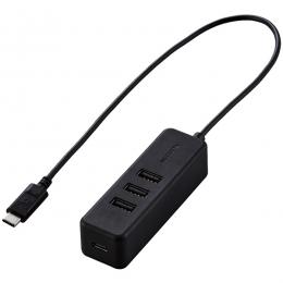 ELECOM U2HC-T431PBK USB Type C ハブ/USB2.0/USB-Aメス3ポート/USB Power Delivery対応Type-C1ポート/ケーブル30cm/ブラック