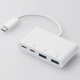 ELECOM U3HC-A424P10WH USB HUB/USB3.1(Gen2)/PD対応/Type-Cコネクタ/Aメス2ポート/Cメス2ポート/バスパワー/ホワイト