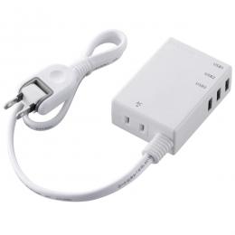 ELECOM MOT-U06-2134WH USBタップ/USBメス×3/AC×1/ケーブル60cm/3.1A/ホワイト