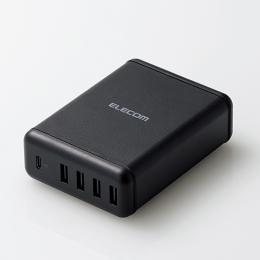 ELECOM MPA-ACD02BK スマートフォン・タブレット用AC充電器/USB-A4ポート(おまかせ充電)/Type-C1ポート(USB PD30W)/電源ケーブル1.5m/ブラック