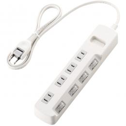 ELECOM T-E5A-2410WH 省エネタップ/個別スイッチ/4個口/1.0m/ホワイト