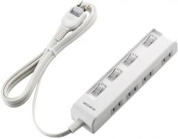 ELECOM T-E5C-2420WH 省エネタップ/個別スイッチ/横挿し/4個口/2.0m/ホワイト